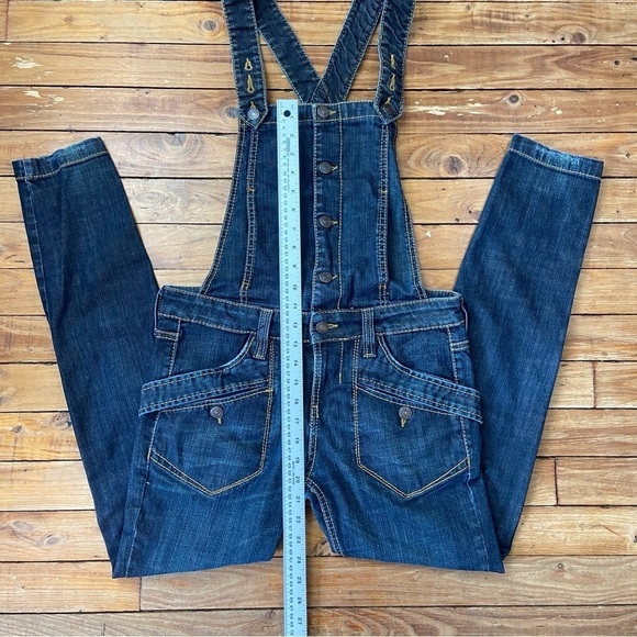 VINTAGE Fornarina denim overalls blue medium/low rise skinny/straight leg medium - Picture 11 of 16